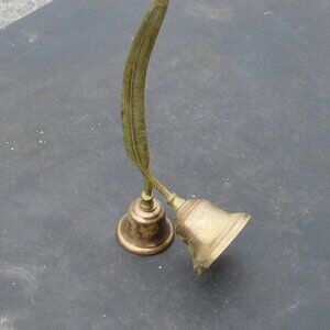Feather Handle Double Hand Bell Brass Vintage